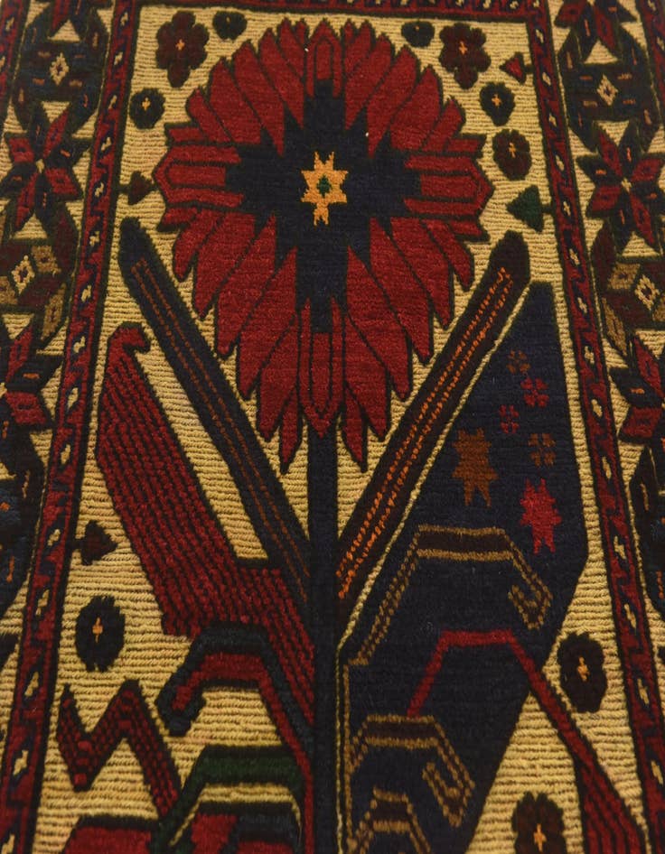 Detail image of  2' 9 x 4' 4  Hand Knotted Sumak Wool Rug