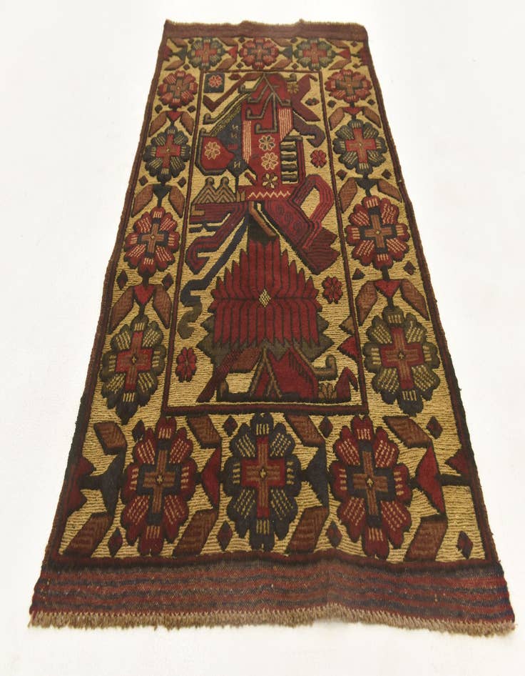 Detail image of  2' 9 x 4' 8  Hand Knotted Sumak Wool Rug