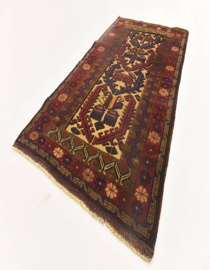 Detail image of  2' 8 x 4' 8  Hand Knotted Sumak Wool Rug