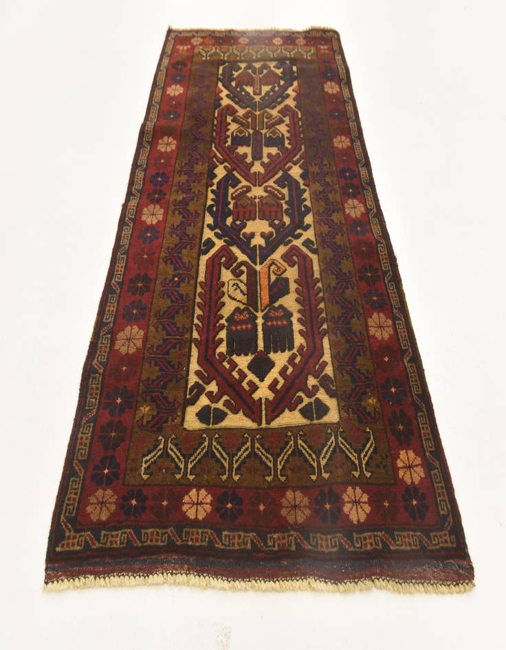 Detail image of  2' 8 x 4' 8  Hand Knotted Sumak Wool Rug