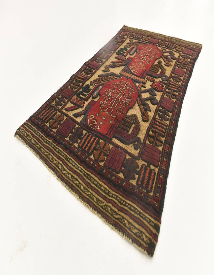 Detail image of  2' 10 x 4' 8  Hand Knotted Sumak Wool Rug