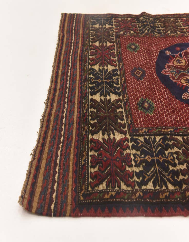 Detail image of  4' 1 x 6' 3  Hand Knotted Sumak Wool Rug