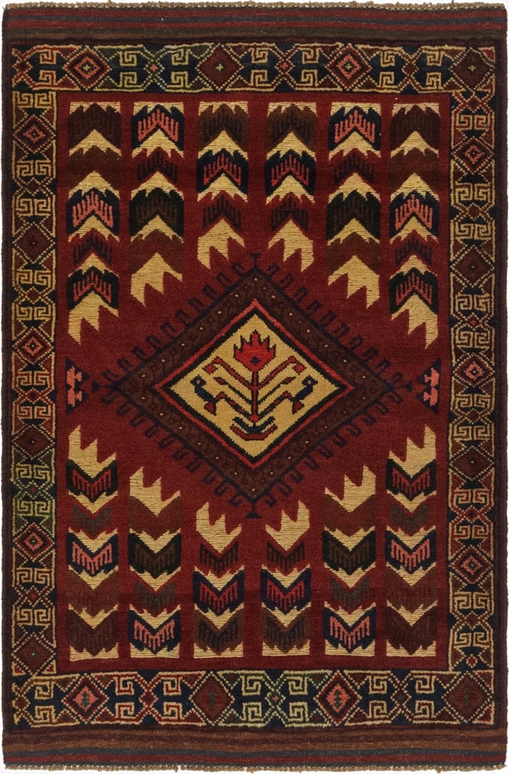  3' x 4' 7  Hand Knotted Sumak Wool Rug