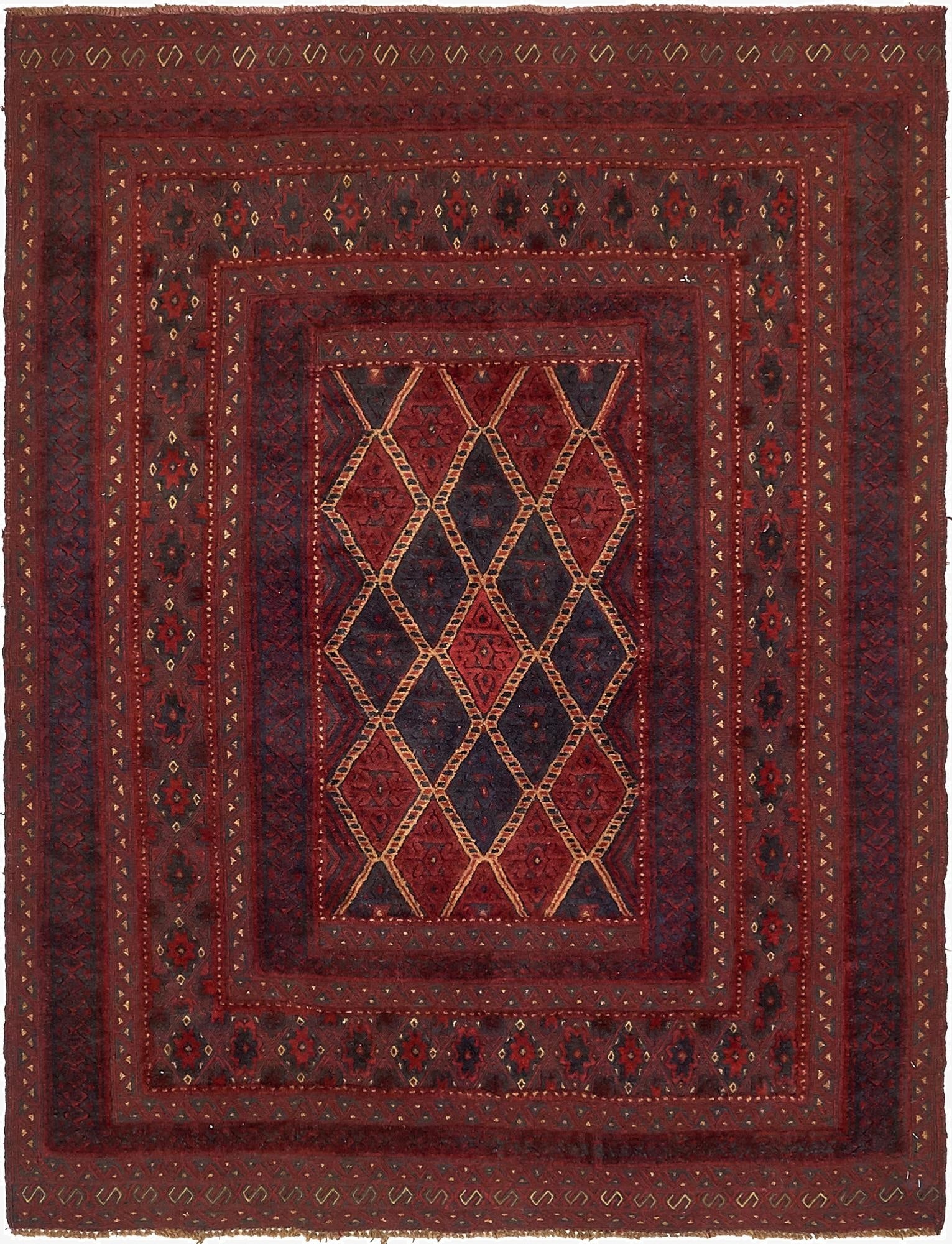  4' 10 x 6' 4  Hand Knotted Sumak Wool Rug