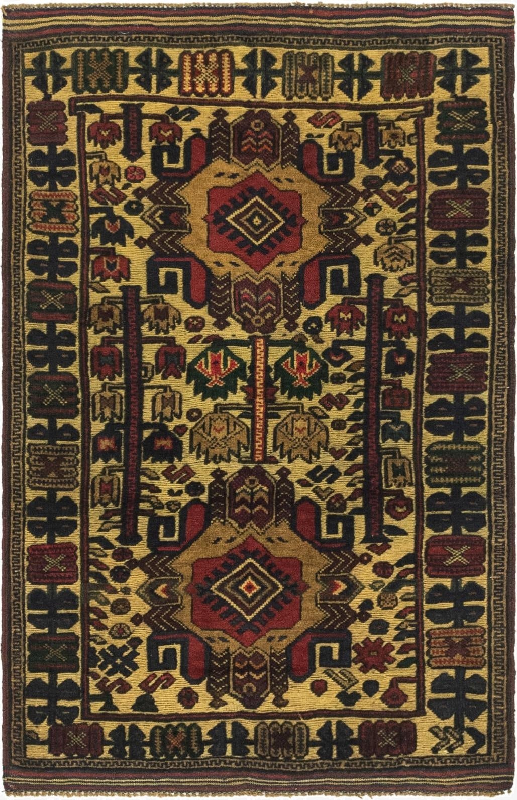  2' 10 x 4' 7  Hand Knotted Sumak Wool Rug