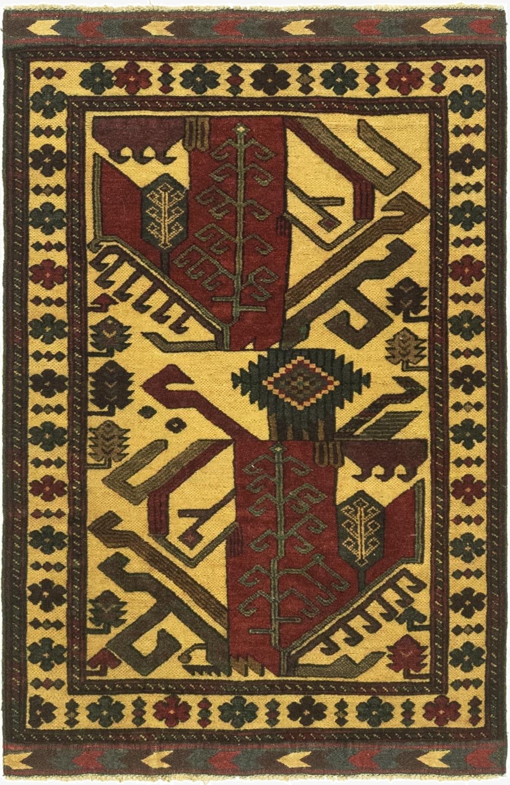  2' 10 x 4' 8  Hand Knotted Sumak Wool Rug