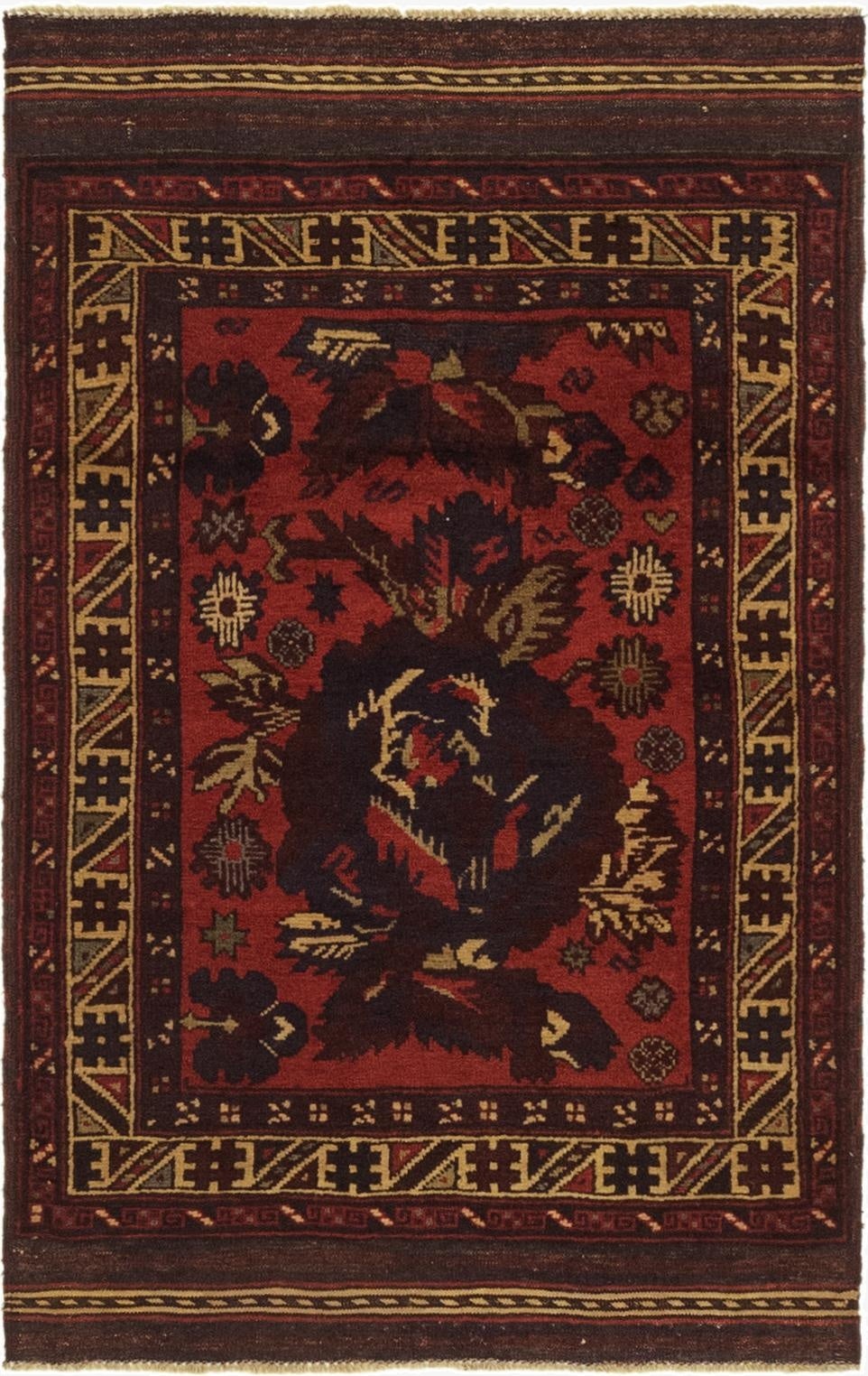 2' 9 x 4' 6  Hand Knotted Sumak Wool Rug