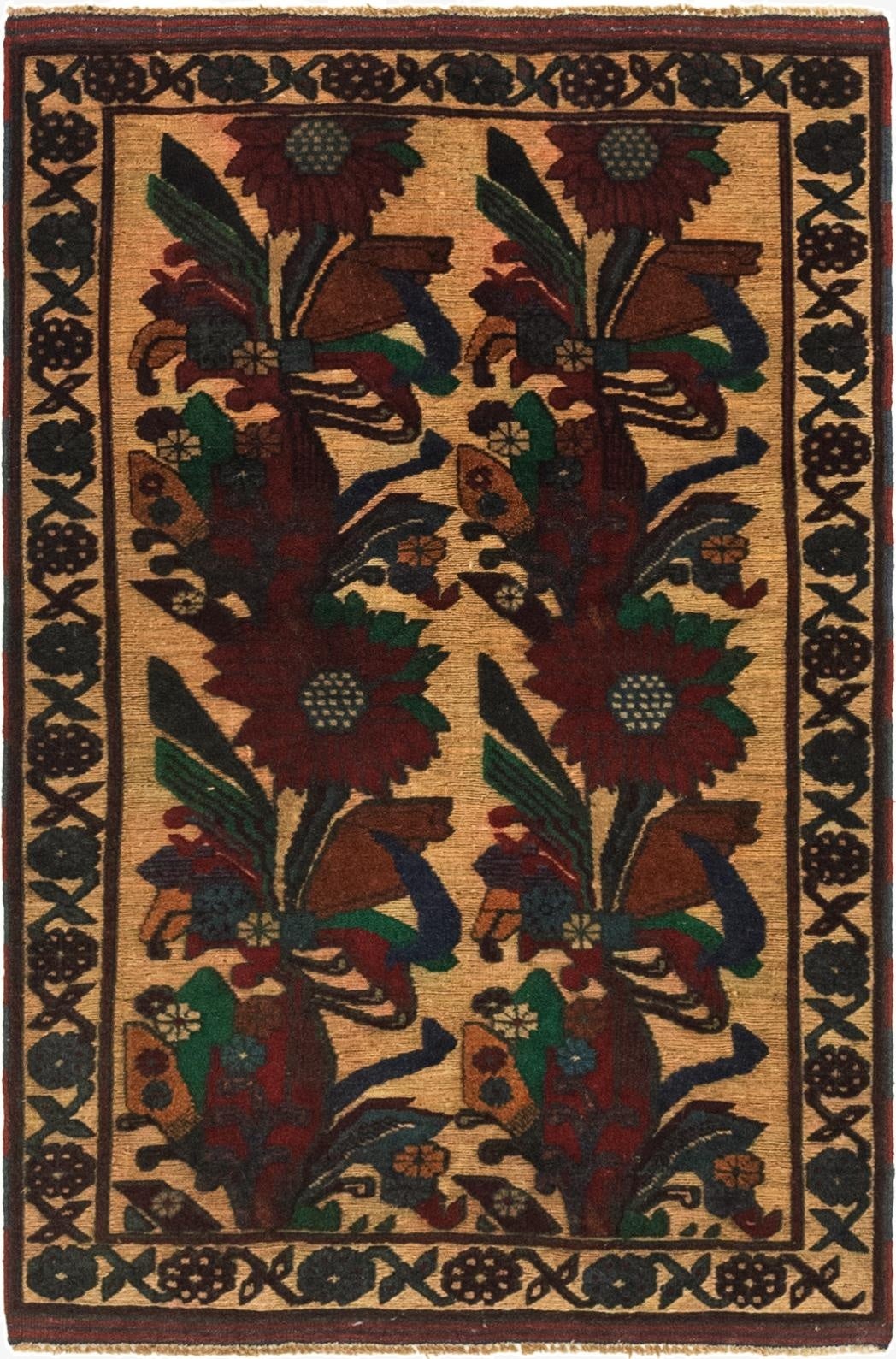  3' x 4' 8  Hand Knotted Sumak Wool Rug
