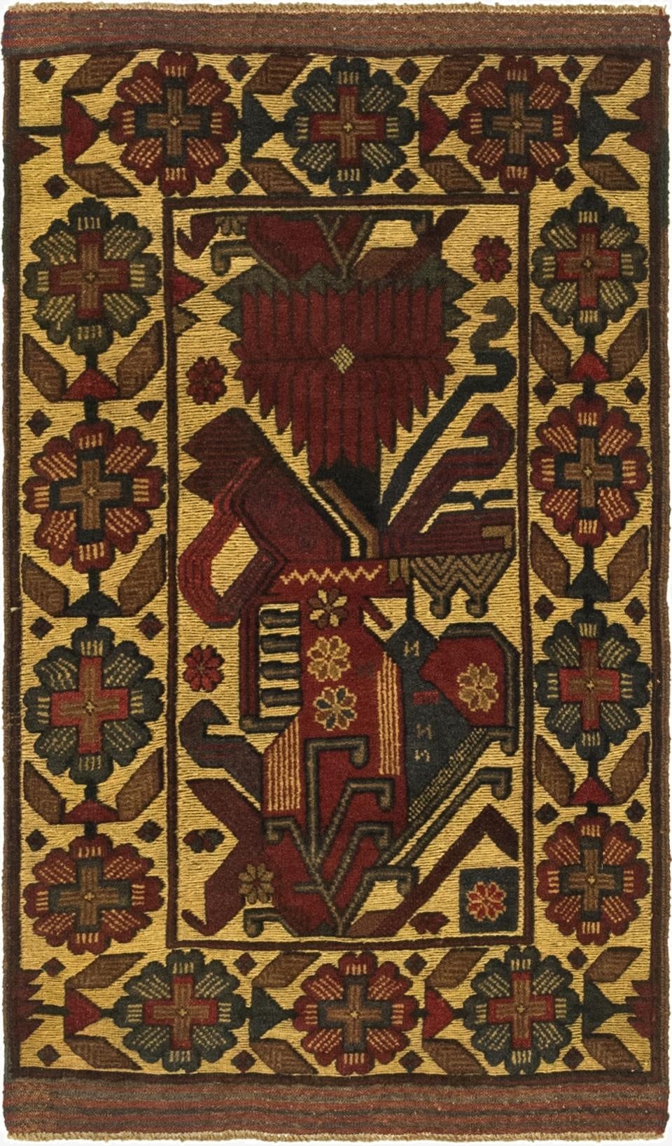  2' 9 x 4' 8  Hand Knotted Sumak Wool Rug