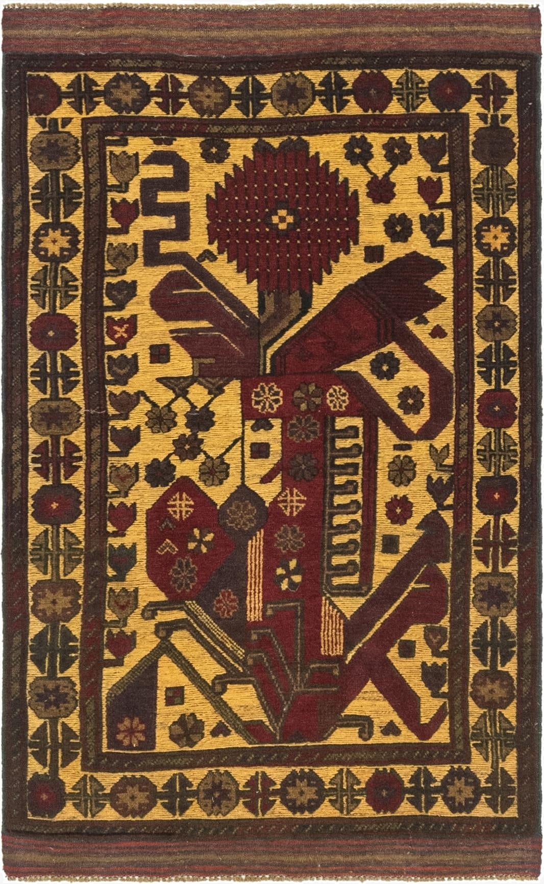  3' x 5'  Hand Knotted Sumak Wool Rug
