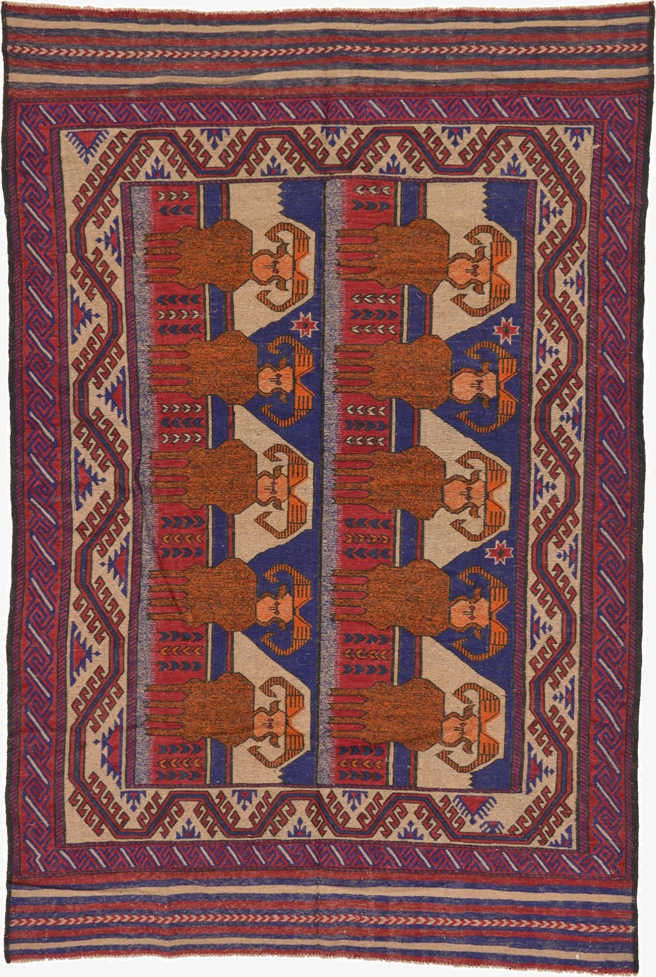  6' 3 x 9' 6  Hand Woven Sumak Wool Rug