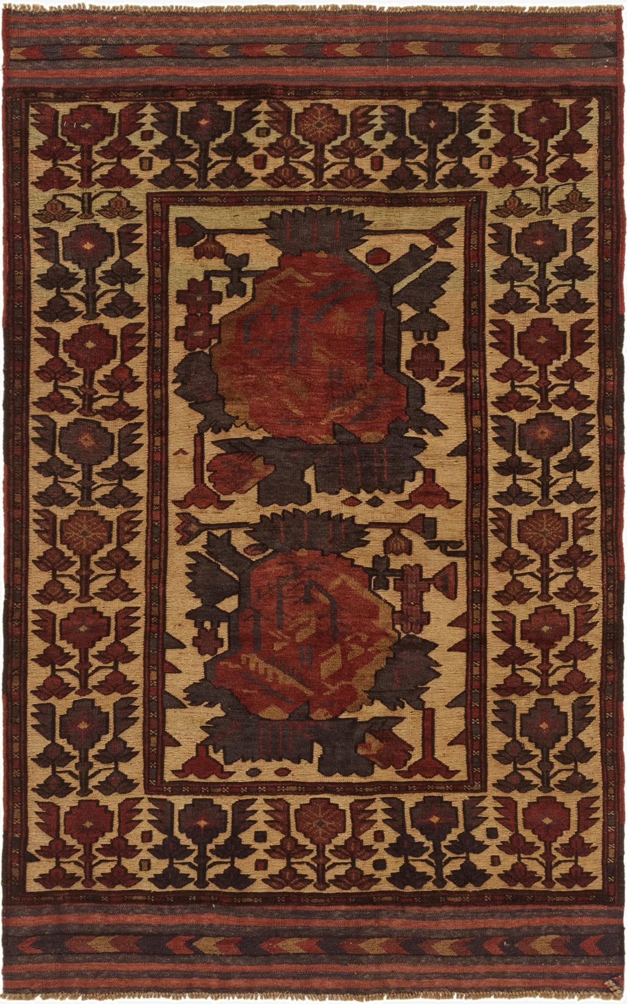  3' 11 x 6' 8  Hand Knotted Sumak Wool Rug