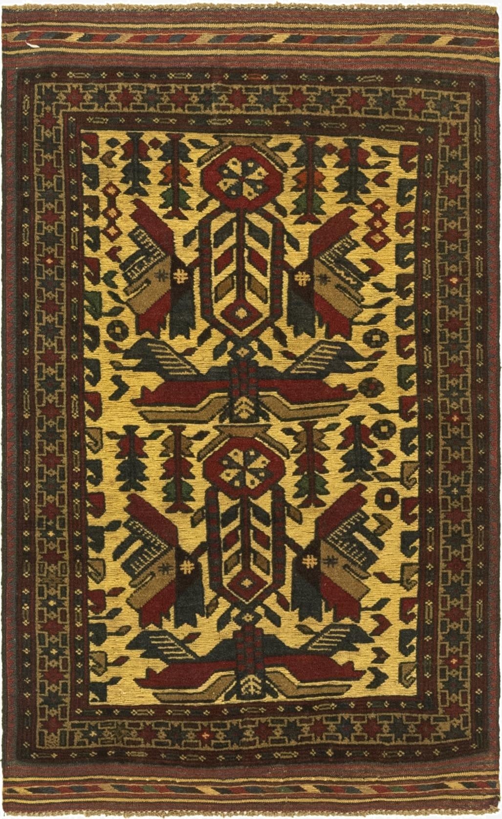 2' 10 x 4' 10  Hand Knotted Sumak Wool Rug