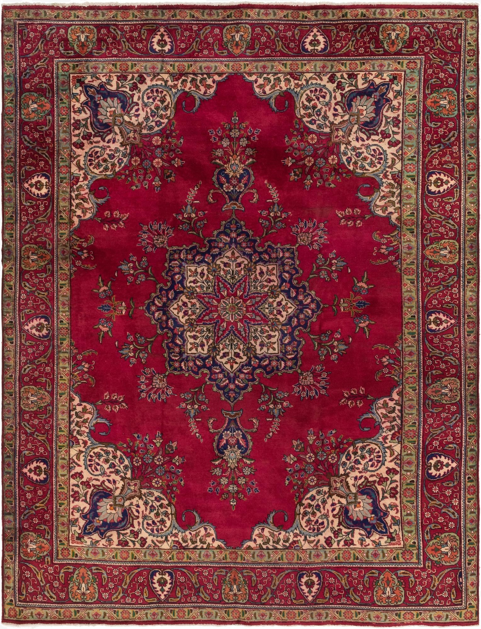  9' 7 x 12' 9  Hand Knotted Tabriz Persian Wool Rug
