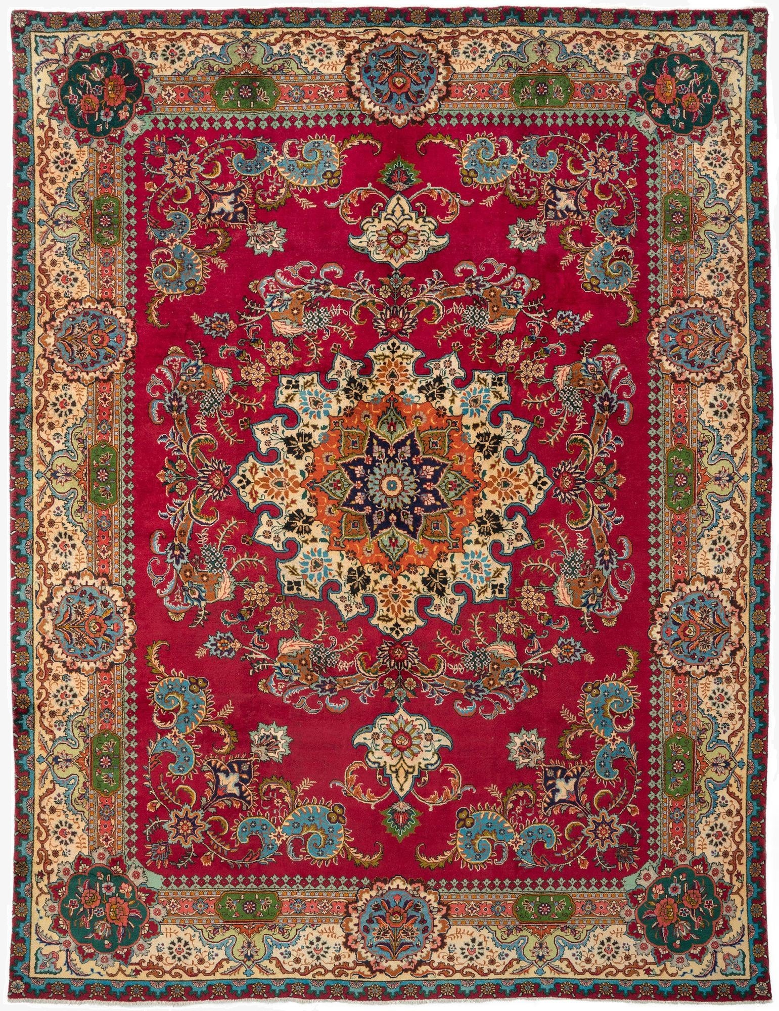  9' 11 x 12' 11  Hand Knotted Tabriz Persian Wool Rug