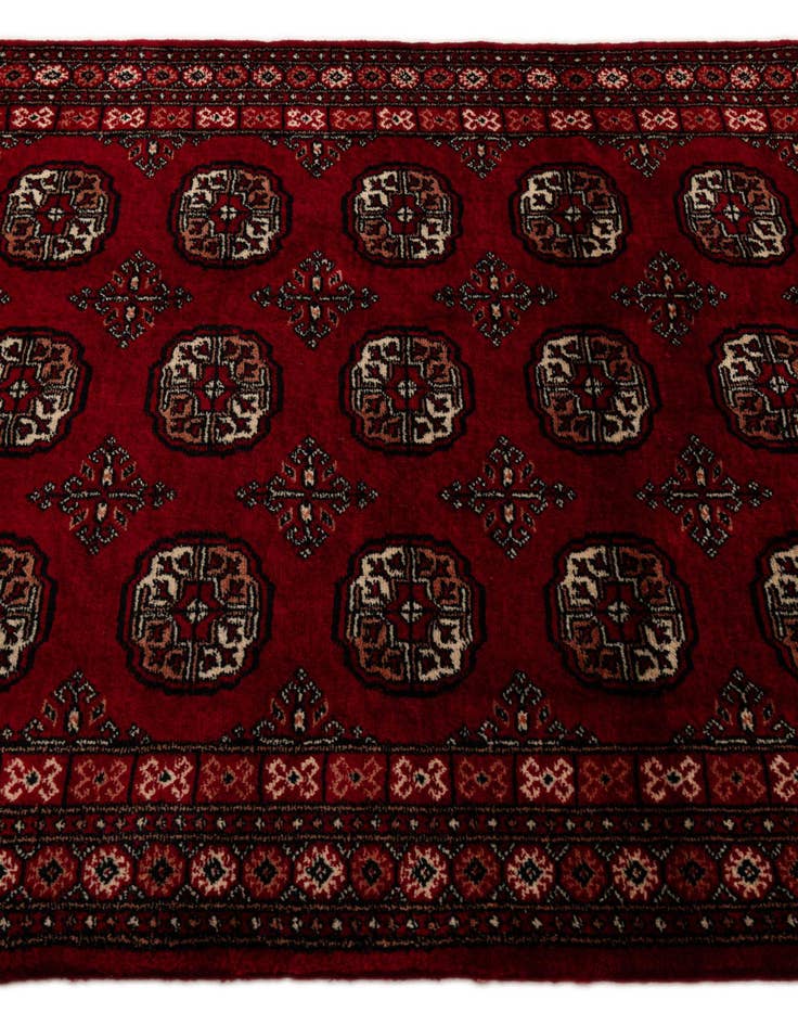 Detail image of  4' 3 x 6' 8  Hand Knotted Torkaman Persian Wool Rug