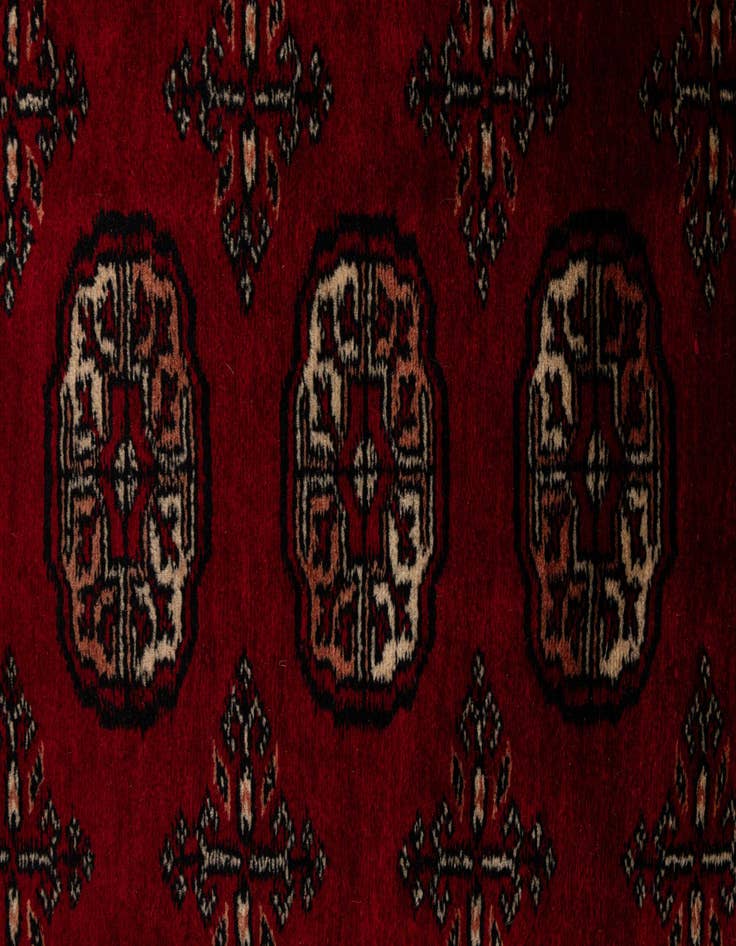 Detail image of  4' 3 x 6' 8  Hand Knotted Torkaman Persian Wool Rug