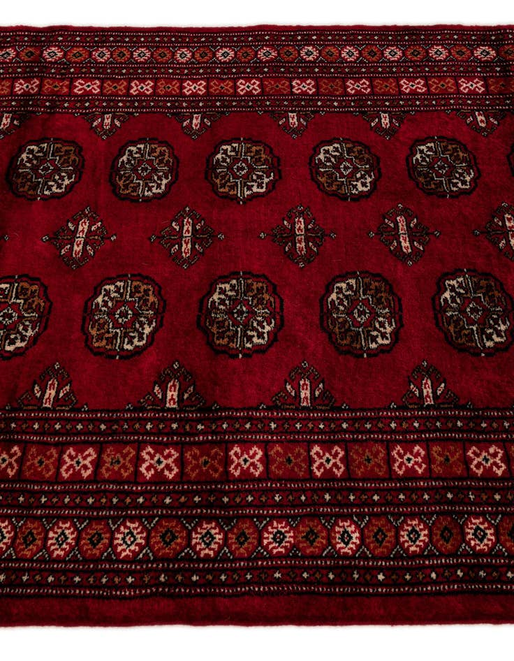 Detail image of  4' 3 x 6' 2  Hand Knotted Torkaman Persian Wool Rug