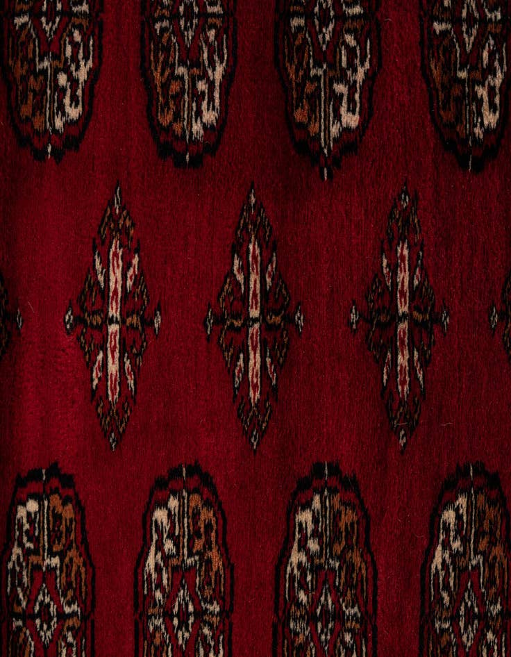 Detail image of  4' 3 x 6' 2  Hand Knotted Torkaman Persian Wool Rug