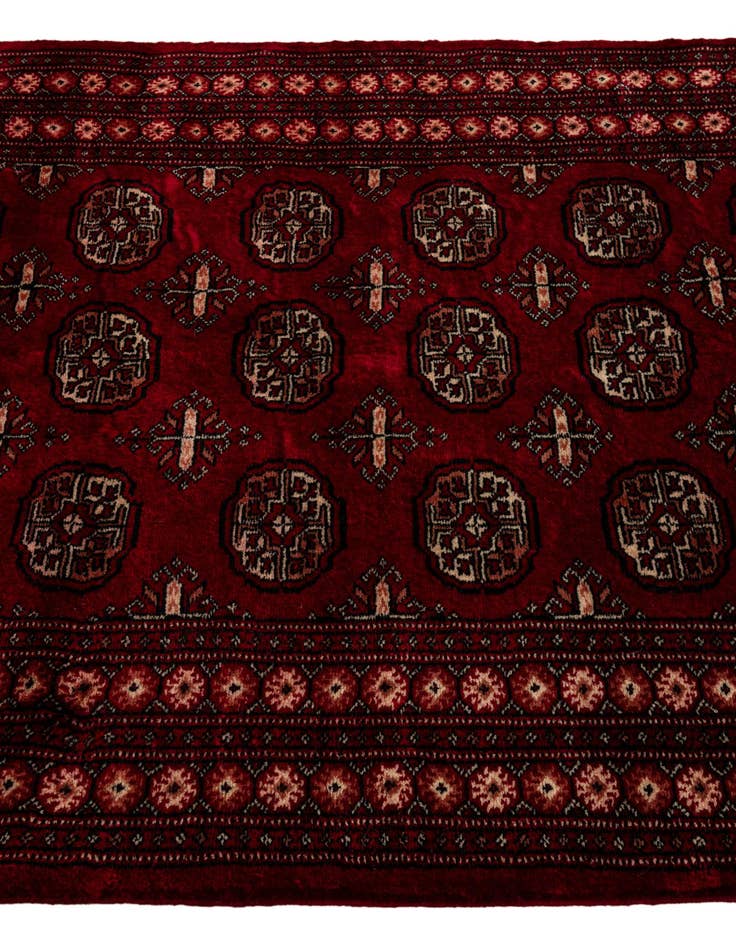 Detail image of  4' 2 x 5' 7  Hand Knotted Torkaman Persian Wool Rug