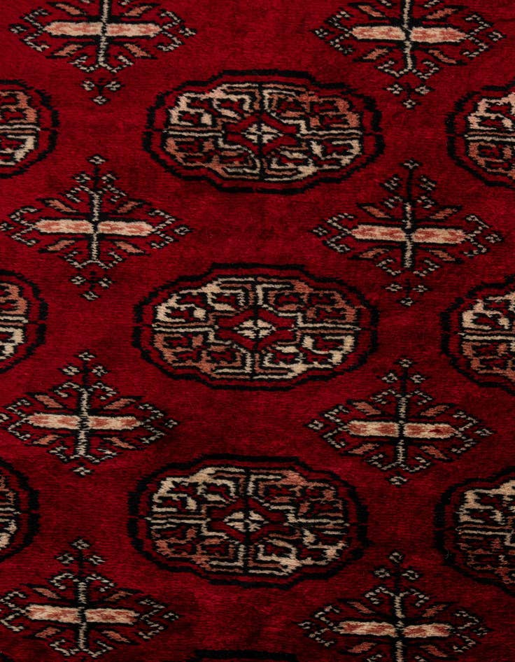 Detail image of  4' 2 x 5' 7  Hand Knotted Torkaman Persian Wool Rug