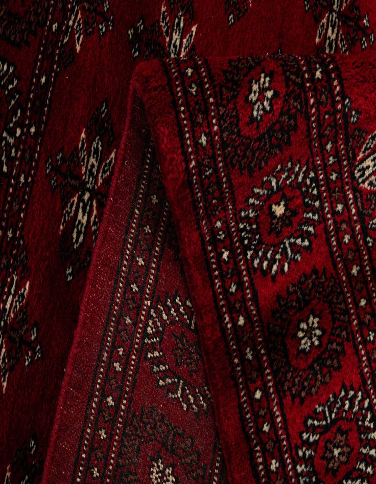 Detail image of  4' 3 x 6' 4  Hand Knotted Torkaman Persian Wool Rug