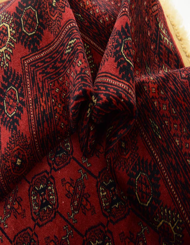 Detail image of  6' 7 x 10'  Hand Knotted Torkaman Oriental Wool Rug