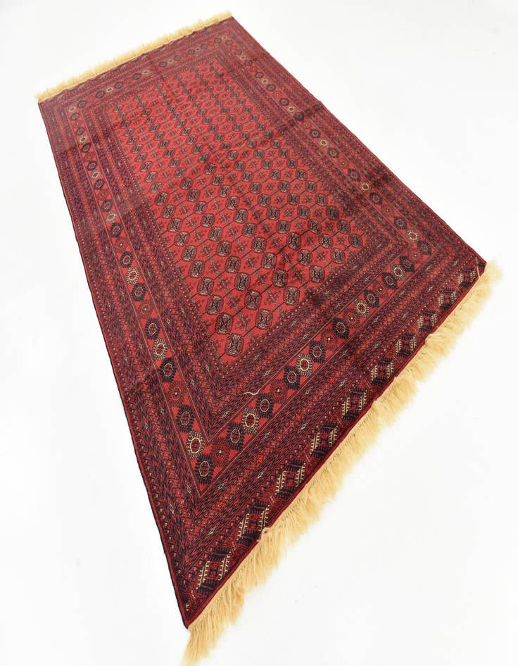 Detail image of  6' 7 x 10'  Hand Knotted Torkaman Oriental Wool Rug