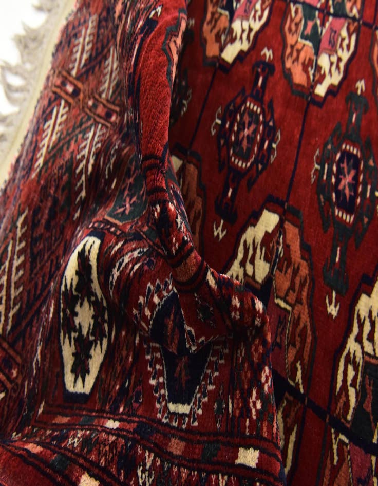 Detail image of  6' 10 x 9' 10  Hand Knotted Torkaman Oriental Wool Rug