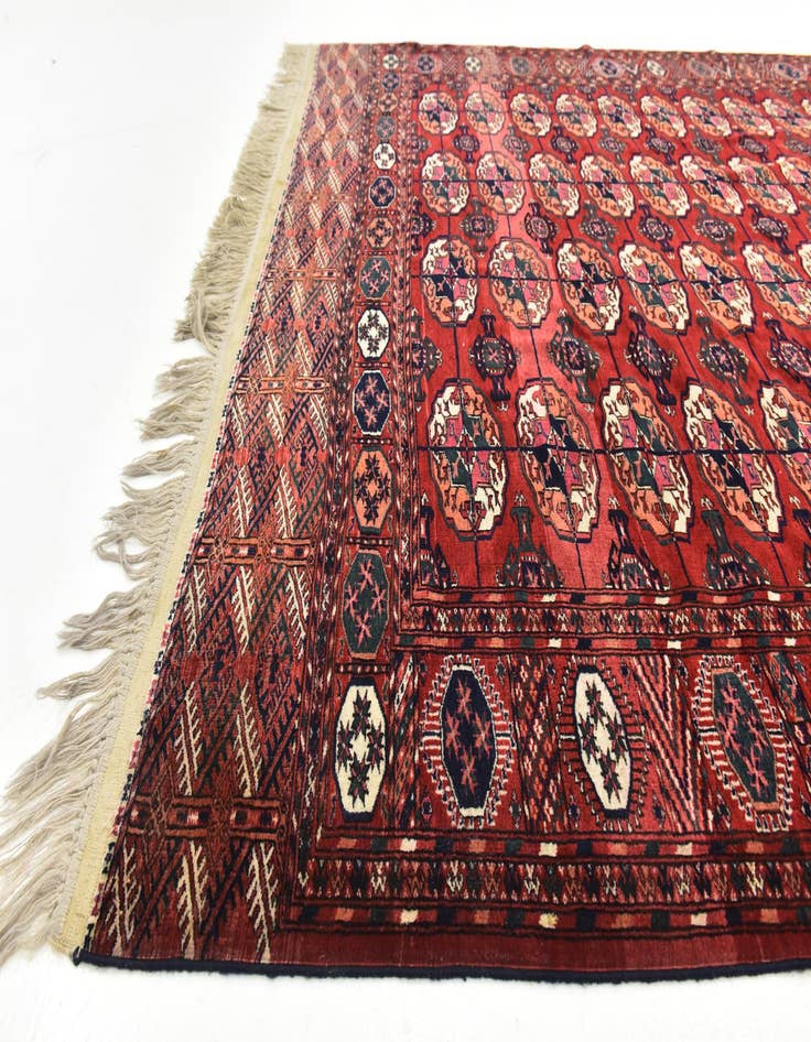 Detail image of  6' 10 x 9' 10  Hand Knotted Torkaman Oriental Wool Rug