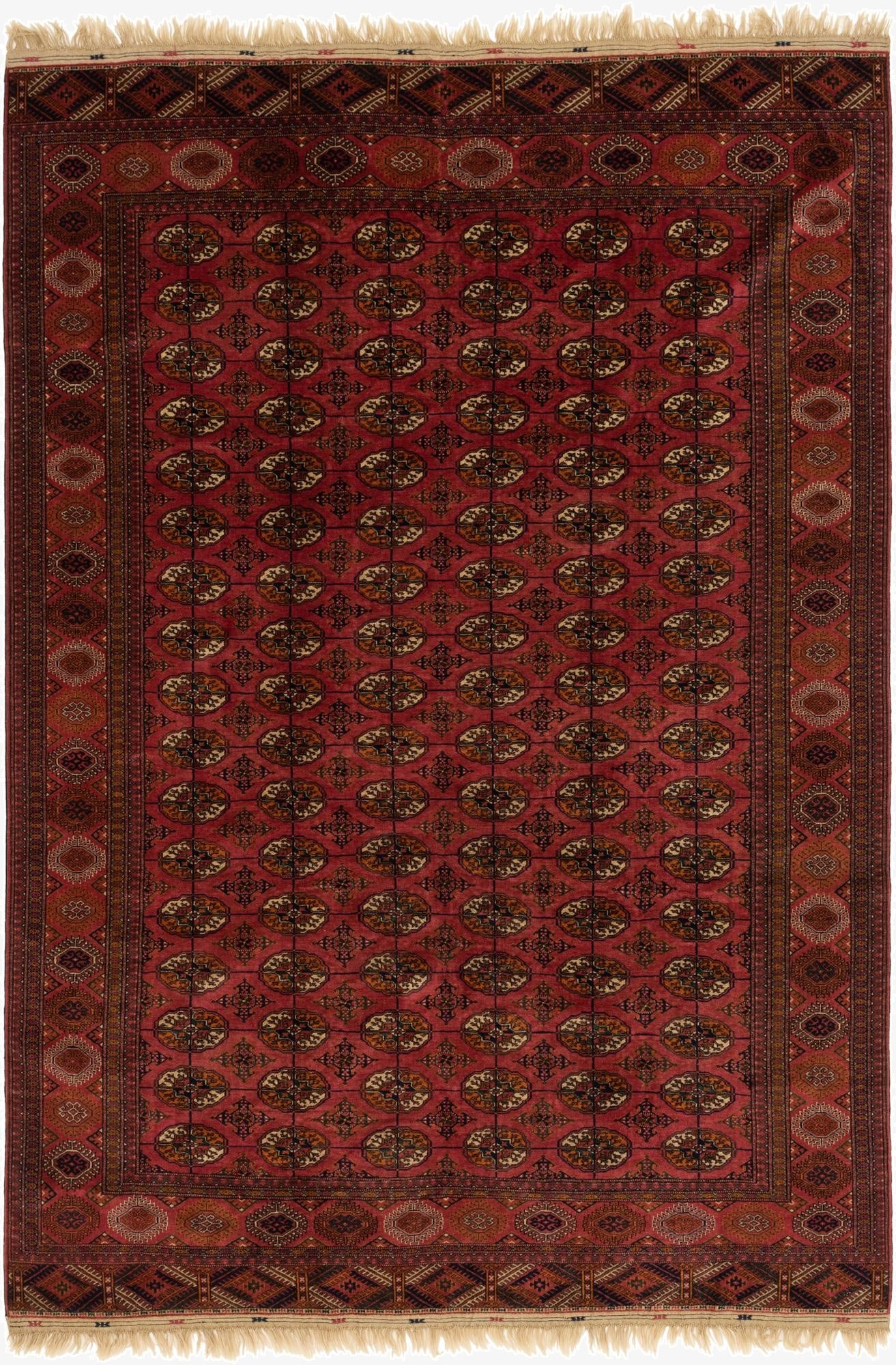  7' 7 x 11' 6  Hand Knotted Torkaman Wool Rug