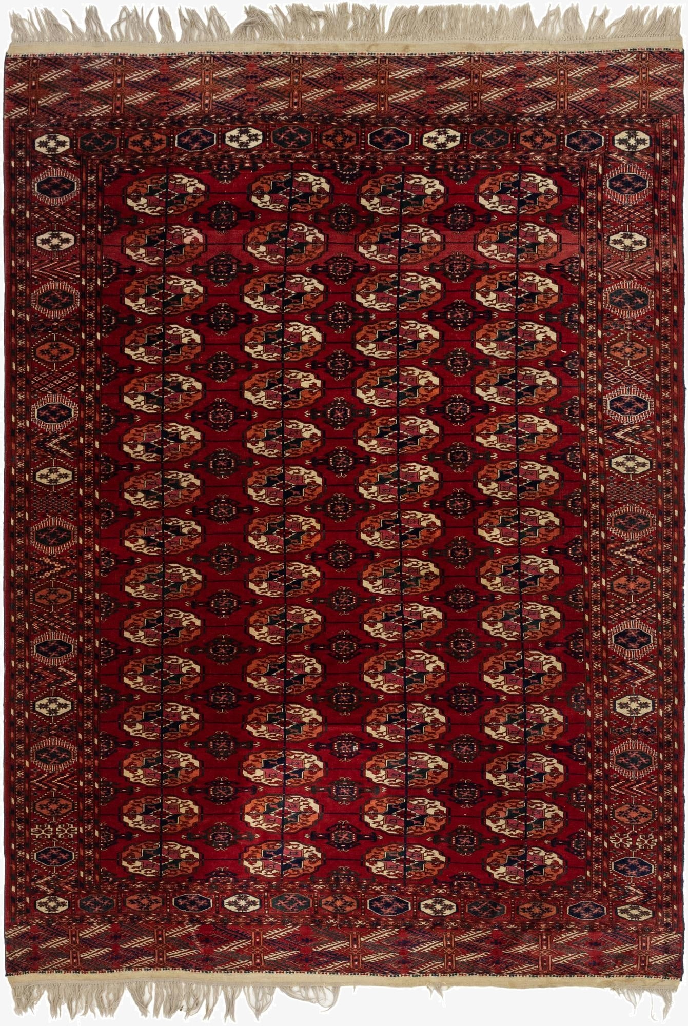  6' 10 x 9' 10  Hand Knotted Torkaman Oriental Wool Rug