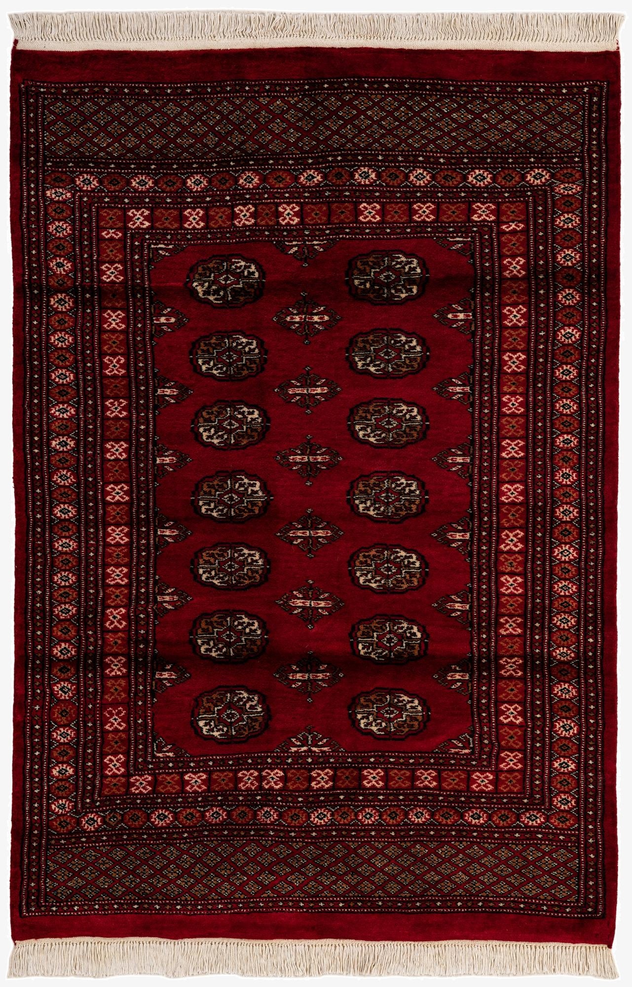  4' 3 x 6' 2  Hand Knotted Torkaman Persian Wool Rug
