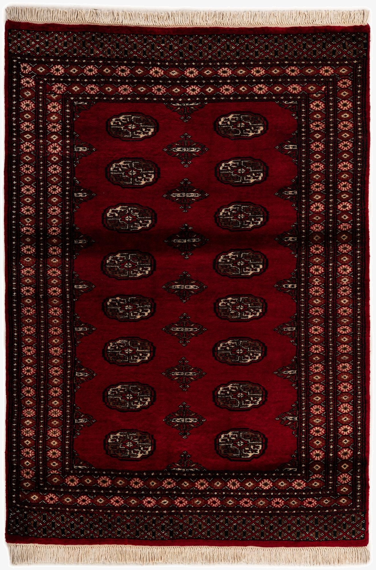  4' 4 x 6' 2  Hand Knotted Torkaman Persian Wool Rug