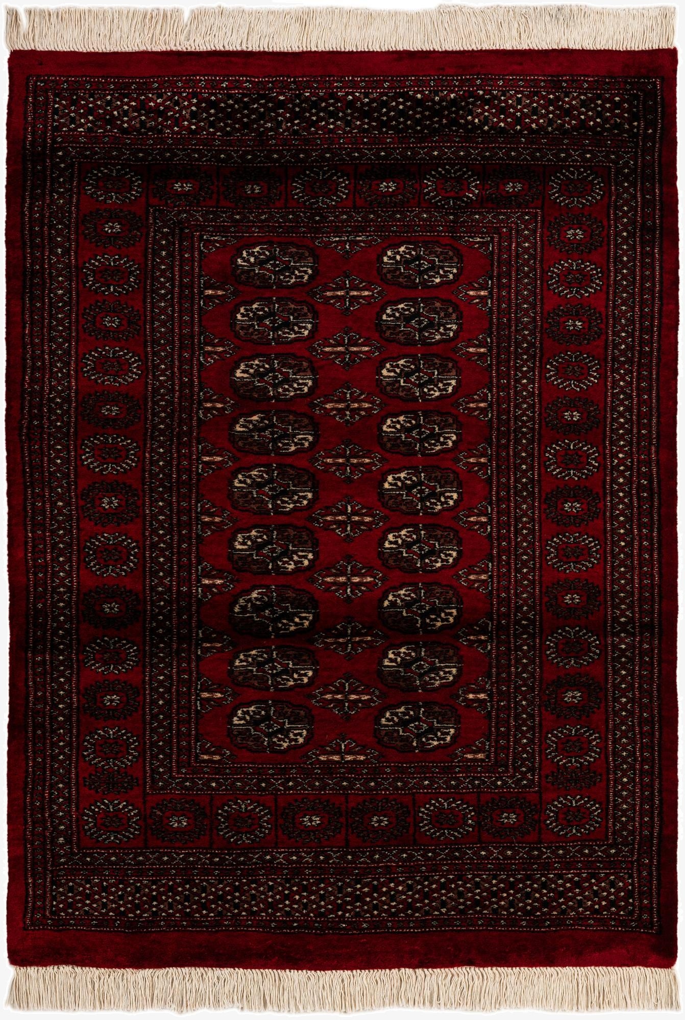  4' 3 x 5' 8  Hand Knotted Torkaman Persian Wool Rug