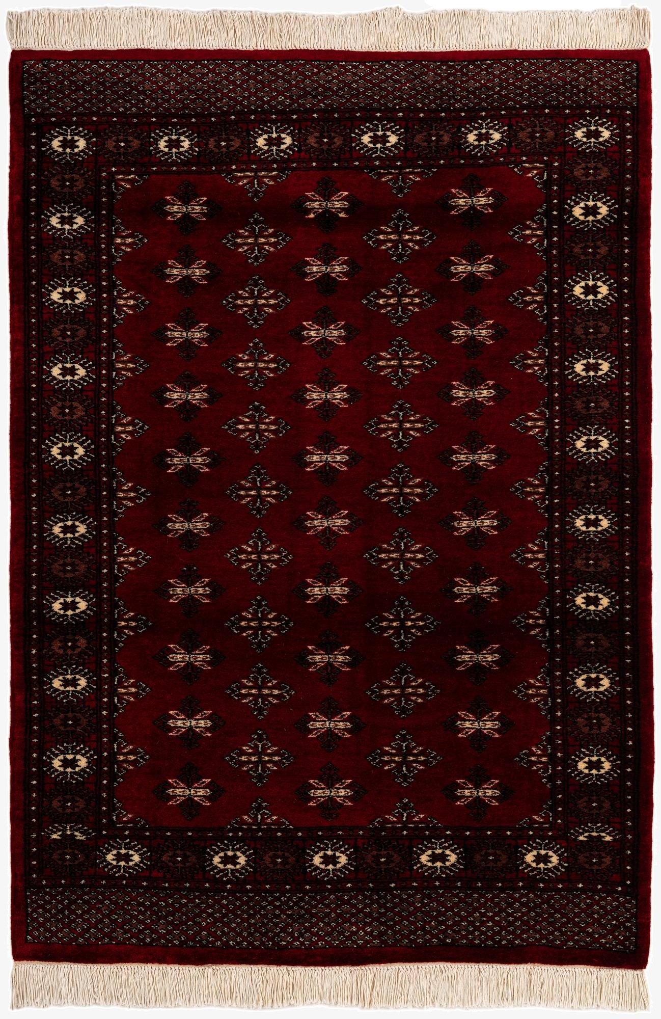  4' 3 x 6'  Hand Knotted Torkaman Persian Wool Rug