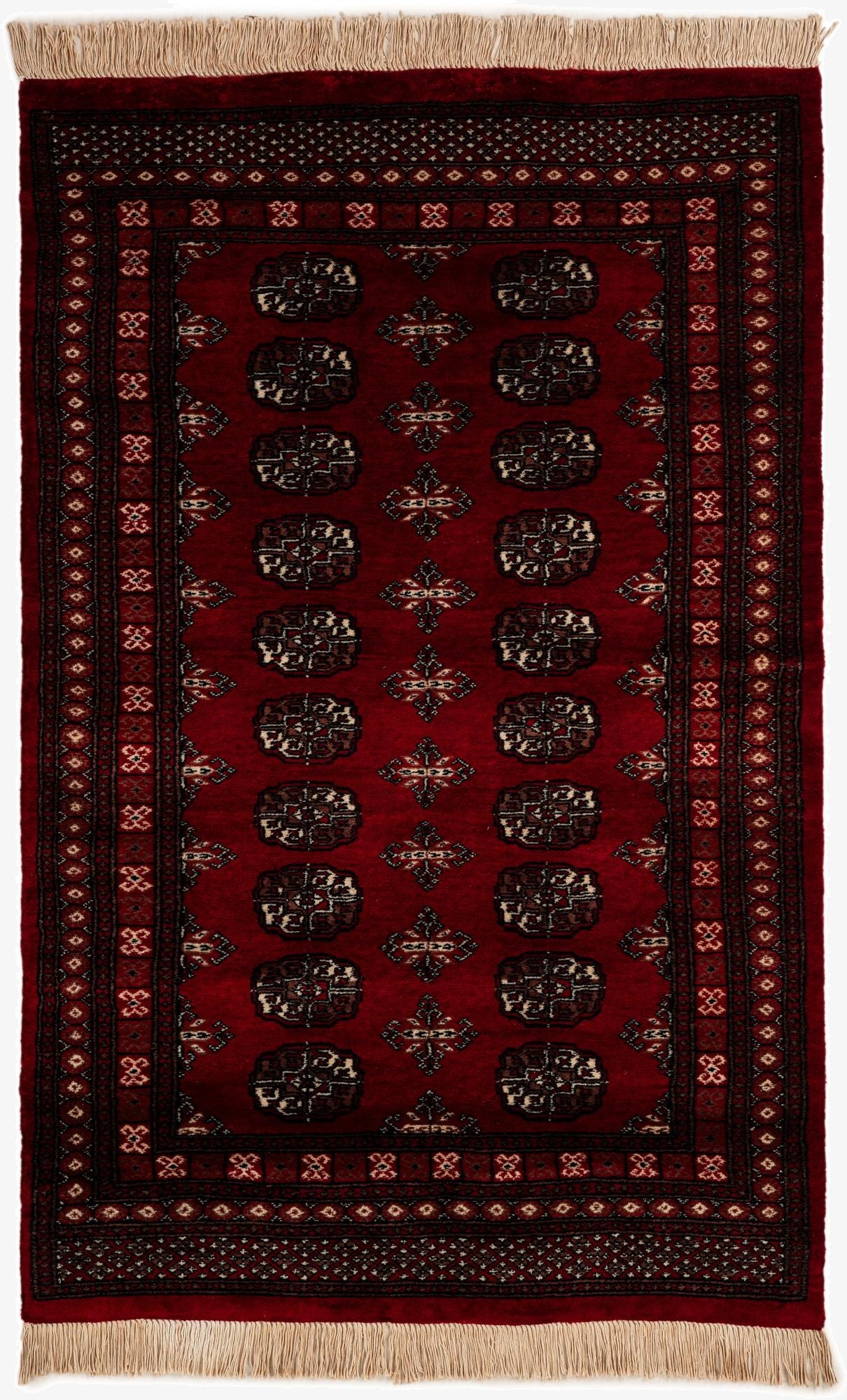  4' 1 x 6' 6  Hand Knotted Torkaman Persian Wool Rug