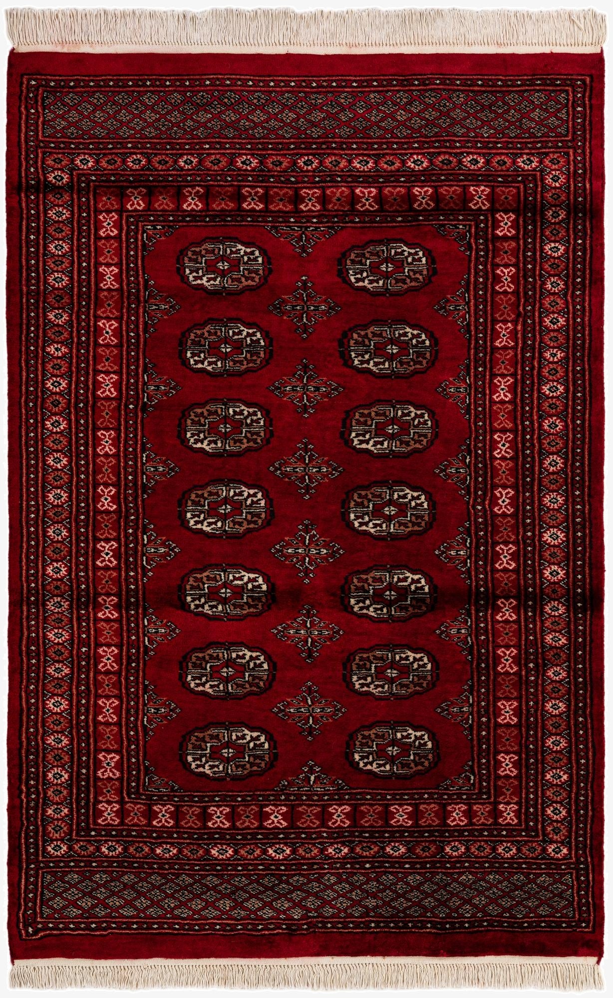  4' 2 x 6' 3  Hand Knotted Torkaman Persian Wool Rug