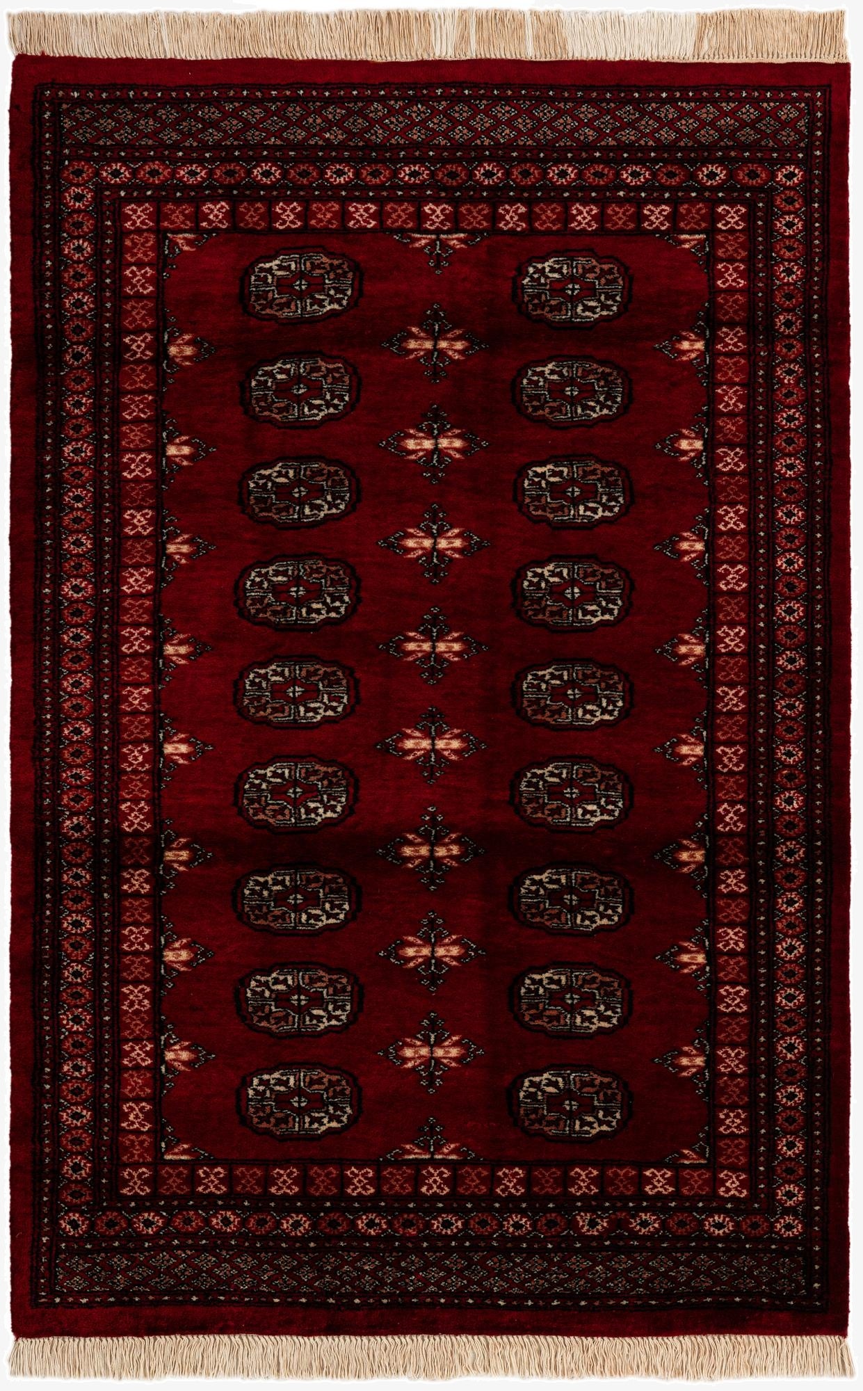  4' 1 x 6' 2  Hand Knotted Torkaman Persian Wool Rug