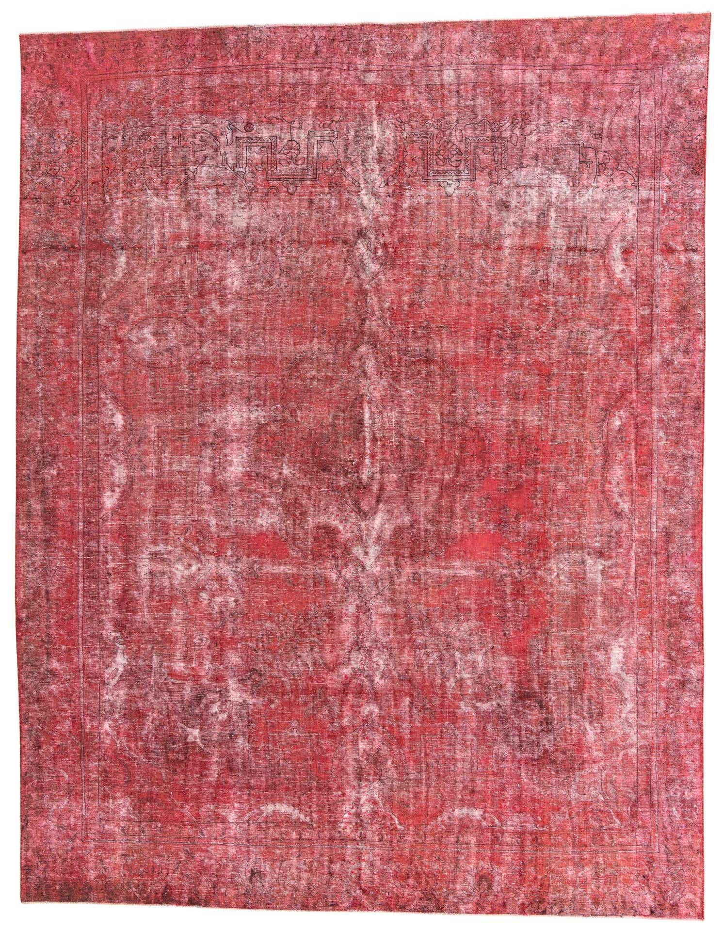 A 9x12 rectangular Ultra Vintage rug in distressed red with a faded Persian medallion pattern, suitable for a living room.