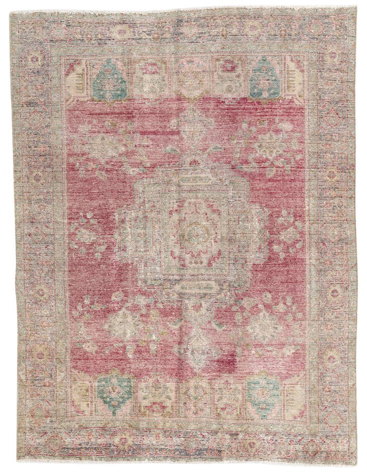  6' 3 x 9' 5  Hand Knotted Ultra Vintage Persian W...