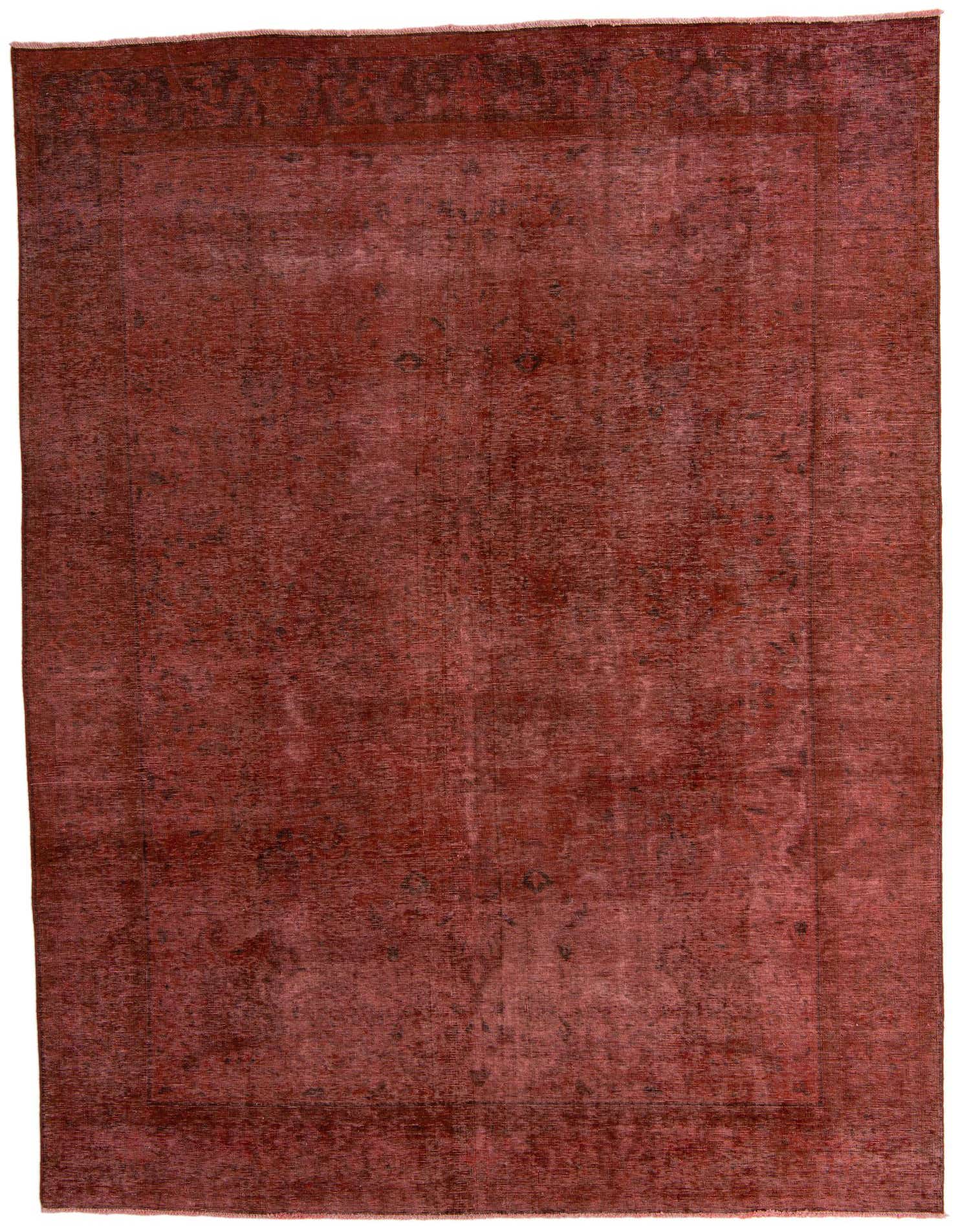 A large 9x12 rectangular red Persian-style area rug with a subtle vintage medallion pattern, ideal for a living room.