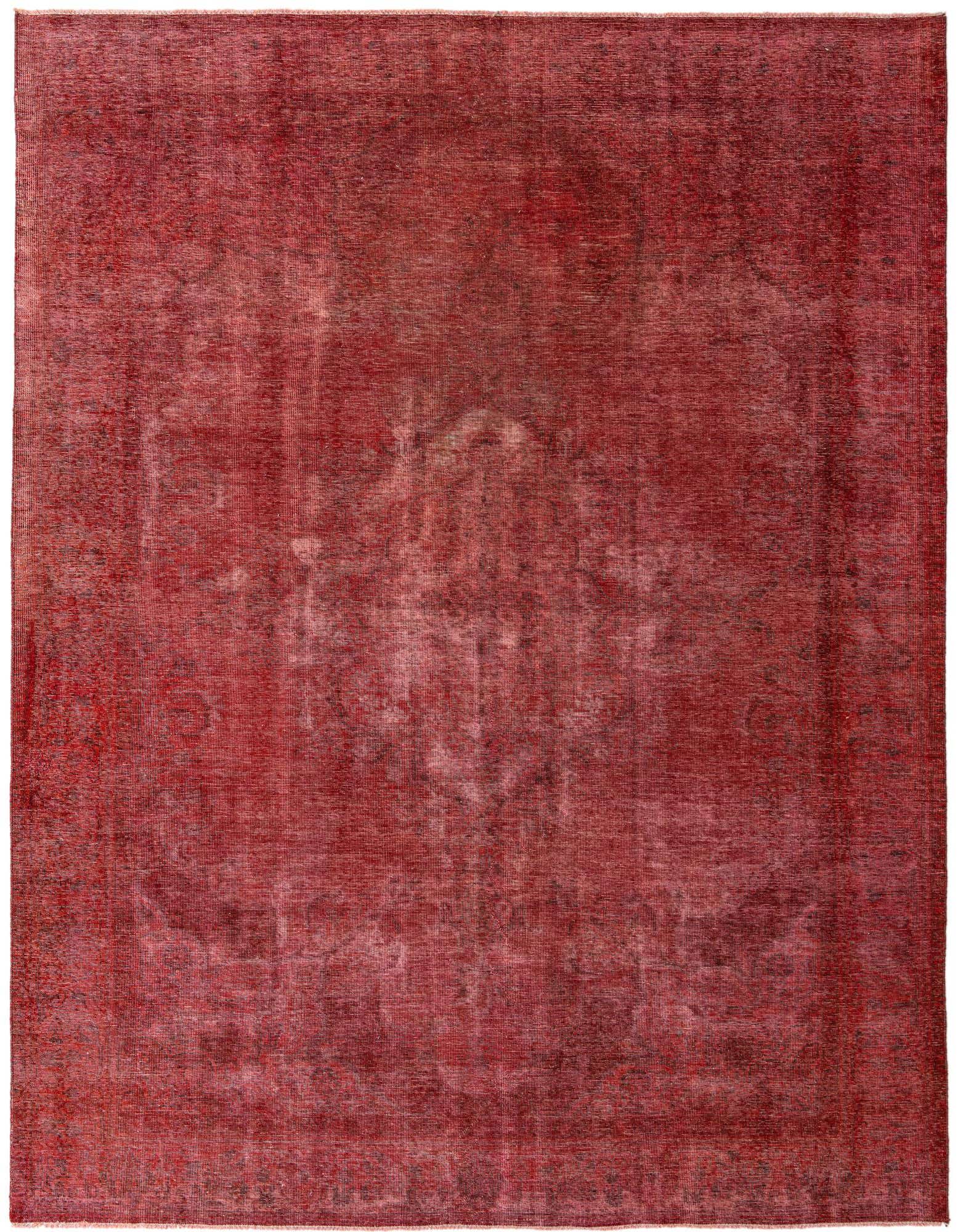A 9x12 rectangular Ultra Vintage rug in deep red, featuring a subtly faded Persian medallion pattern.