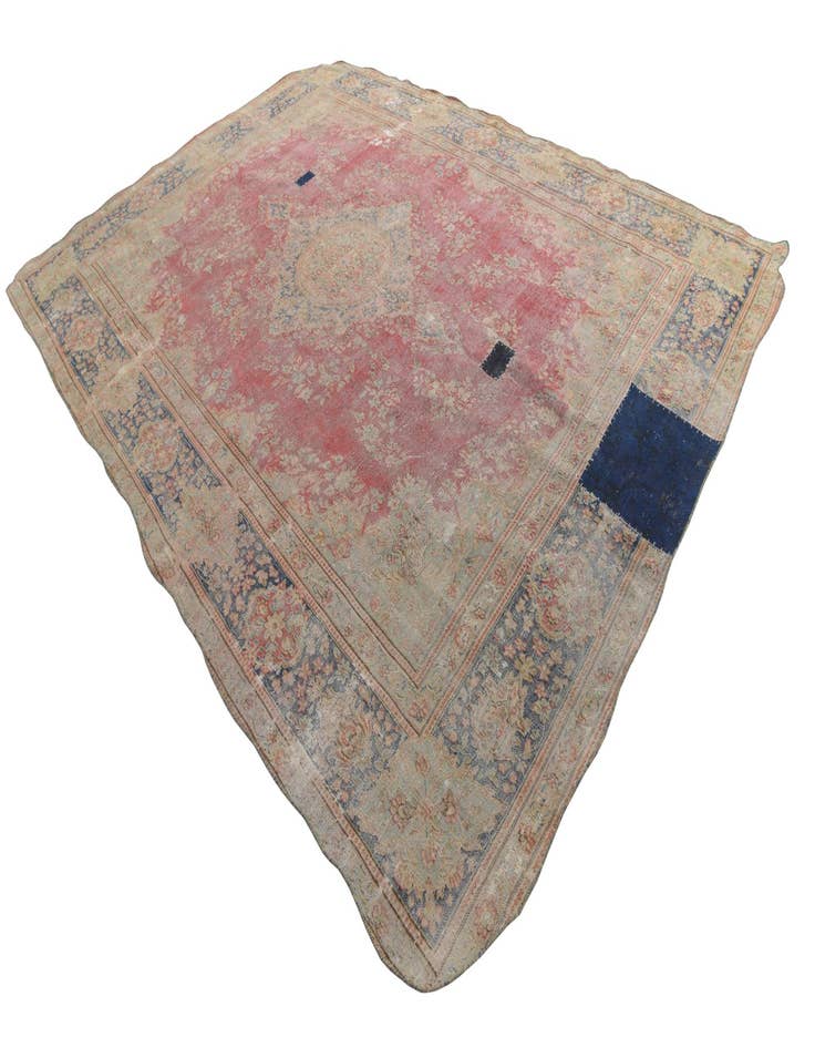 Detail image of  9' 4 x 13'  Hand Knotted Ultra Vintage Persian Wool Rug