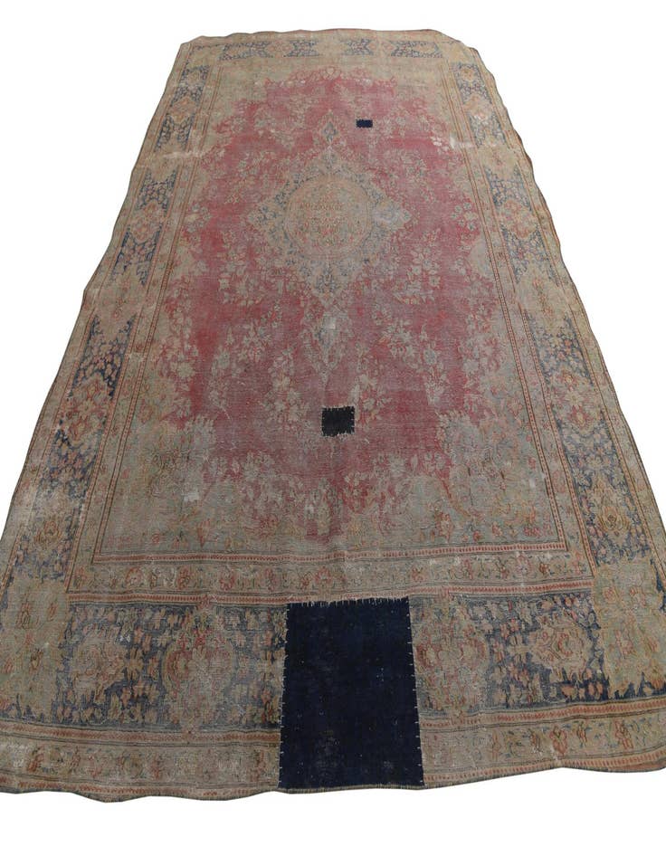 Detail image of  9' 4 x 13'  Hand Knotted Ultra Vintage Persian Wool Rug