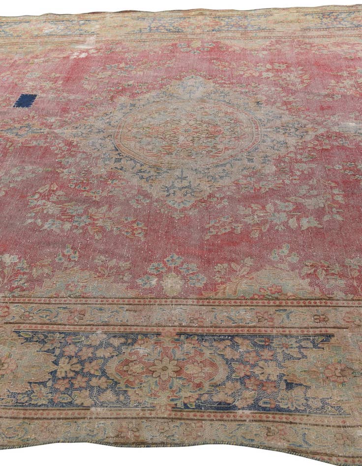 Detail image of  9' 4 x 13'  Hand Knotted Ultra Vintage Persian Wool Rug