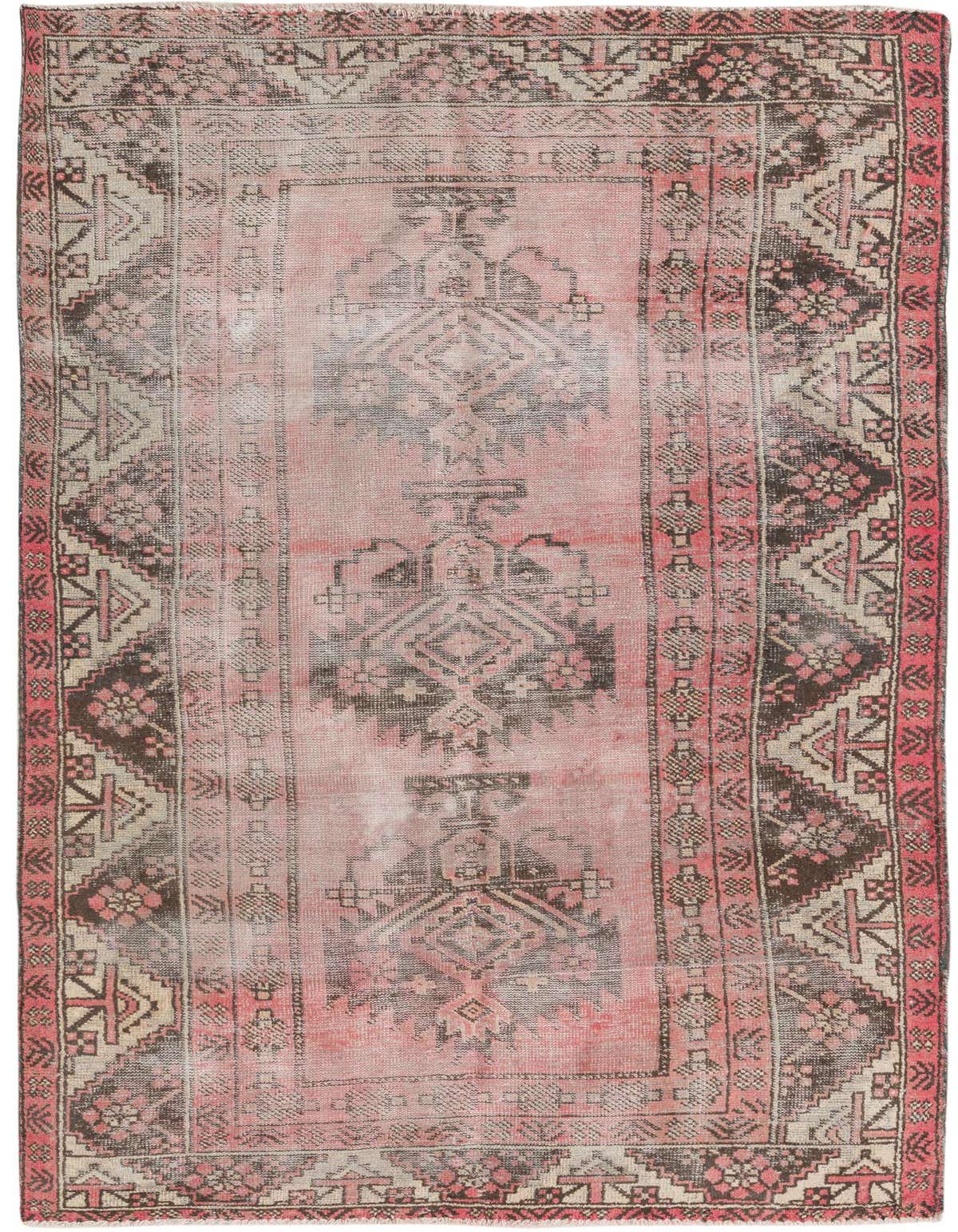 A 4x6 rectangular Ultra Vintage Persian rug with faded red, black, and beige medallion and geometric patterns.