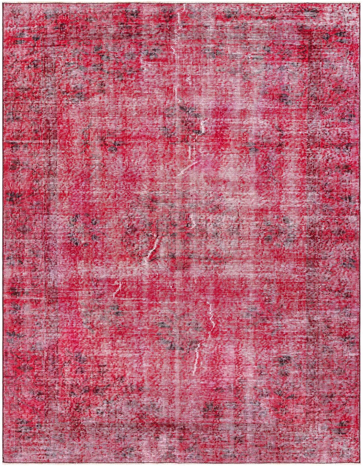 A 5x8 rectangular Ultra Vintage rug in shades of red, featuring a distressed modern Persian pattern.