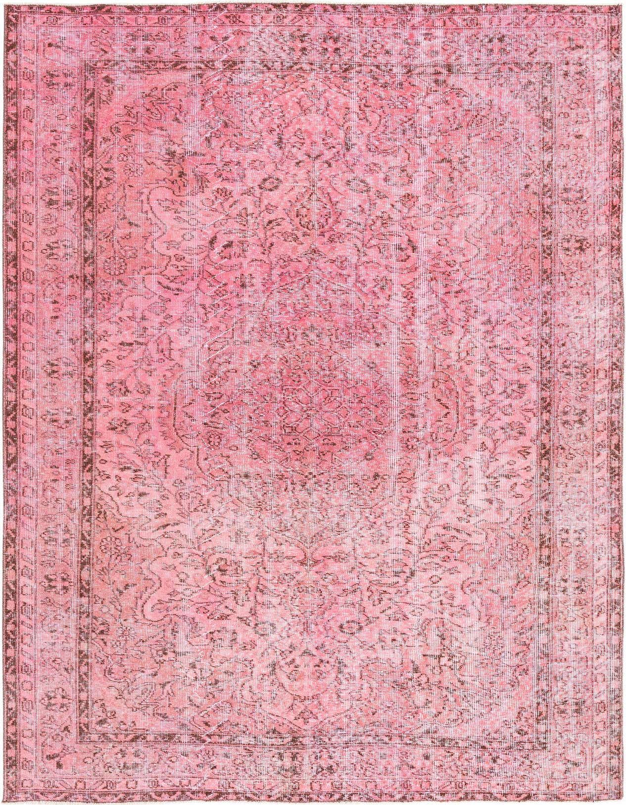 A 6x9 rectangular Ultra Vintage rug in shades of red with a distressed Persian pattern, perfect for a living room.
