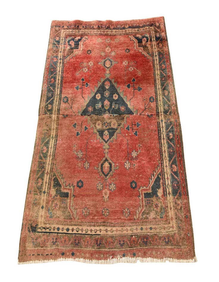 Detail image of 3' 6 x 4' 2 Hand Knotted Ultra Vintage Persian Wool Rug